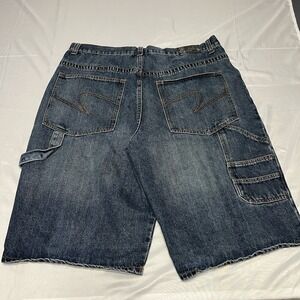 Vintage Makaveli Jean Shorts Men 38 Blue Denim Carpenter Tupac Hip Hop Skate Y2K